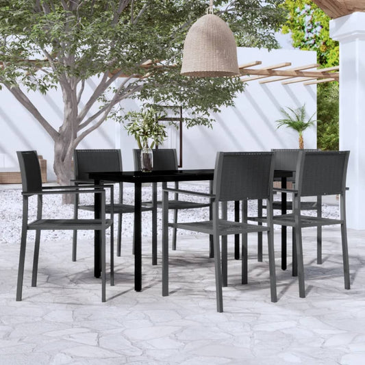 Set da Pranzo da Giardino 7 pz Nero - homemem39