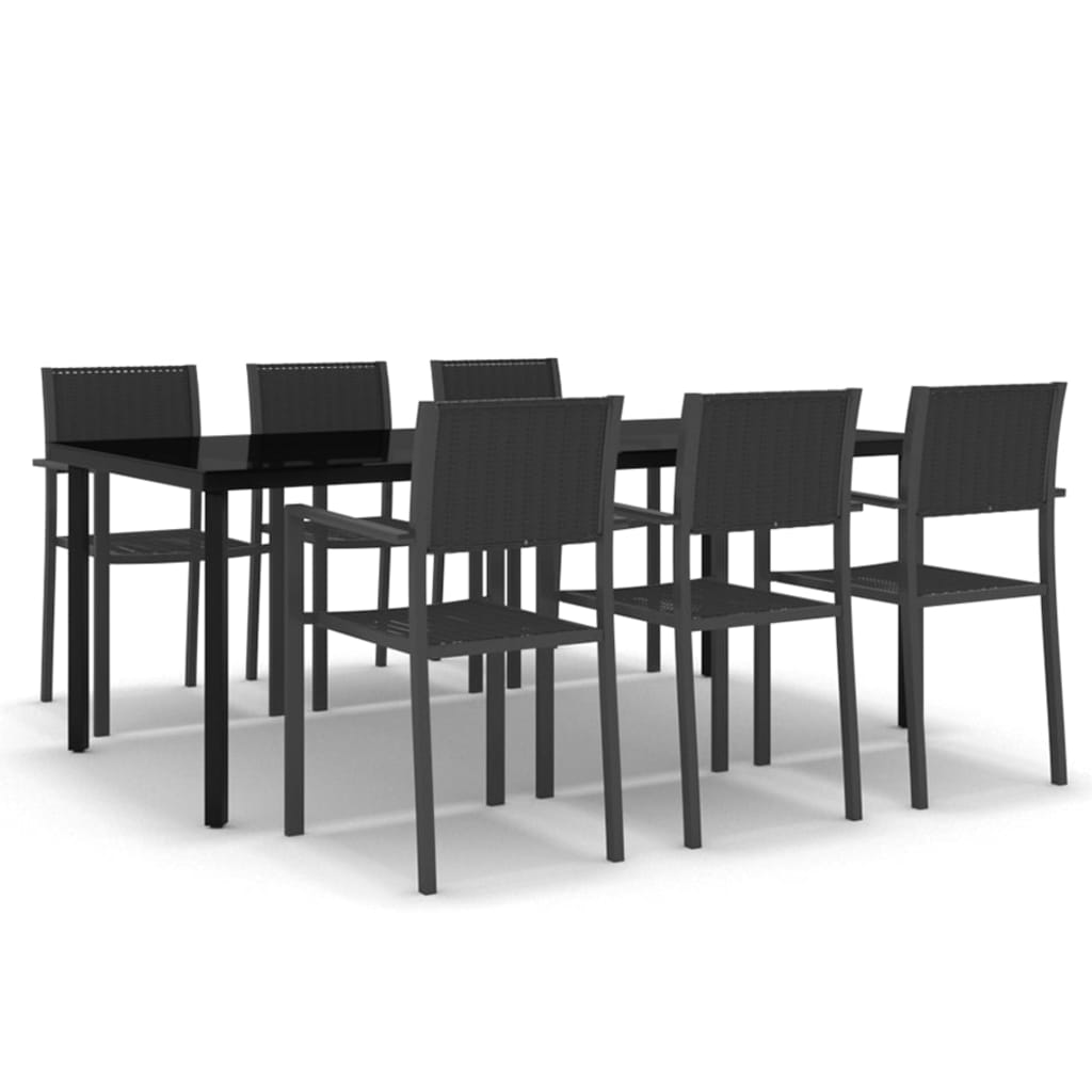 Set Mobili da Pranzo da Giardino 7 pz Nero - homemem39