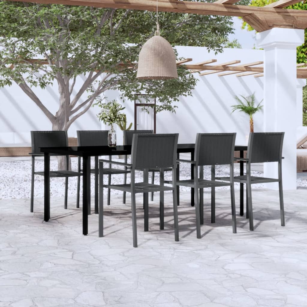 Set Mobili da Pranzo da Giardino 7 pz Nero | homemem39