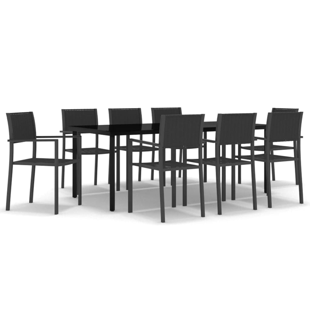 Set da Pranzo da Giardino 9 pz Nero - homemem39