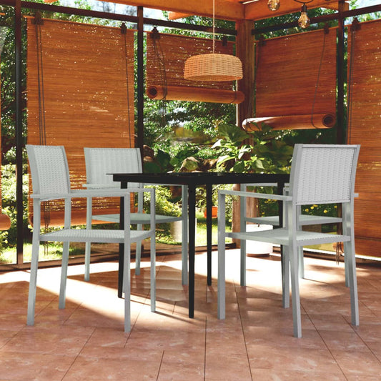 Set Mobili da Pranzo per Giardino 5 pz Bianco - homemem39