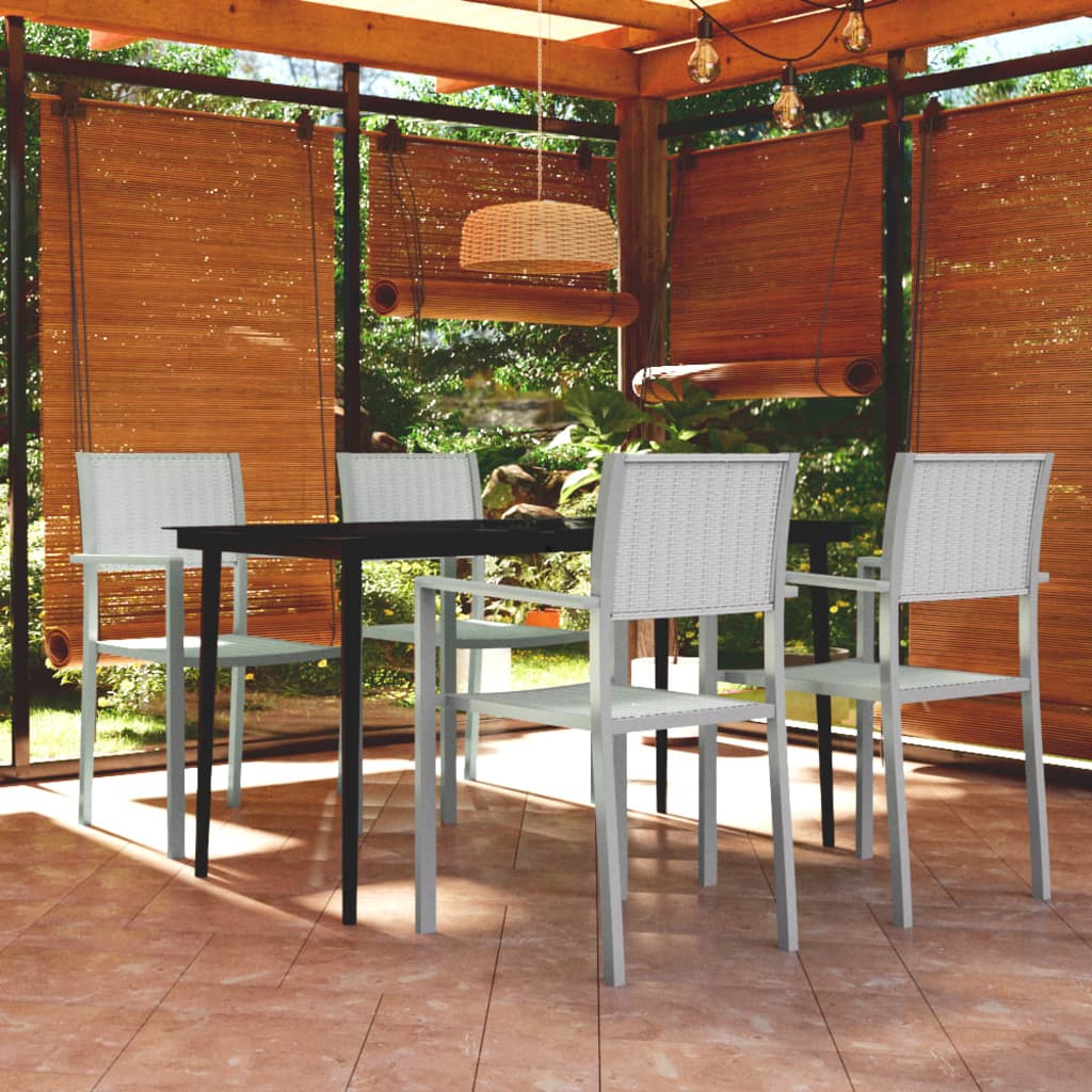 Set Mobili da Pranzo per Giardino 5 pz Bianco | homemem39
