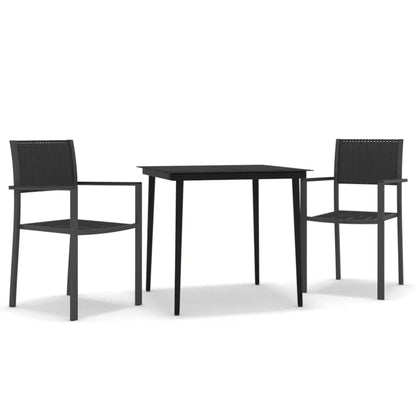 Set da Pranzo da Giardino 3 pz Nero - homemem39