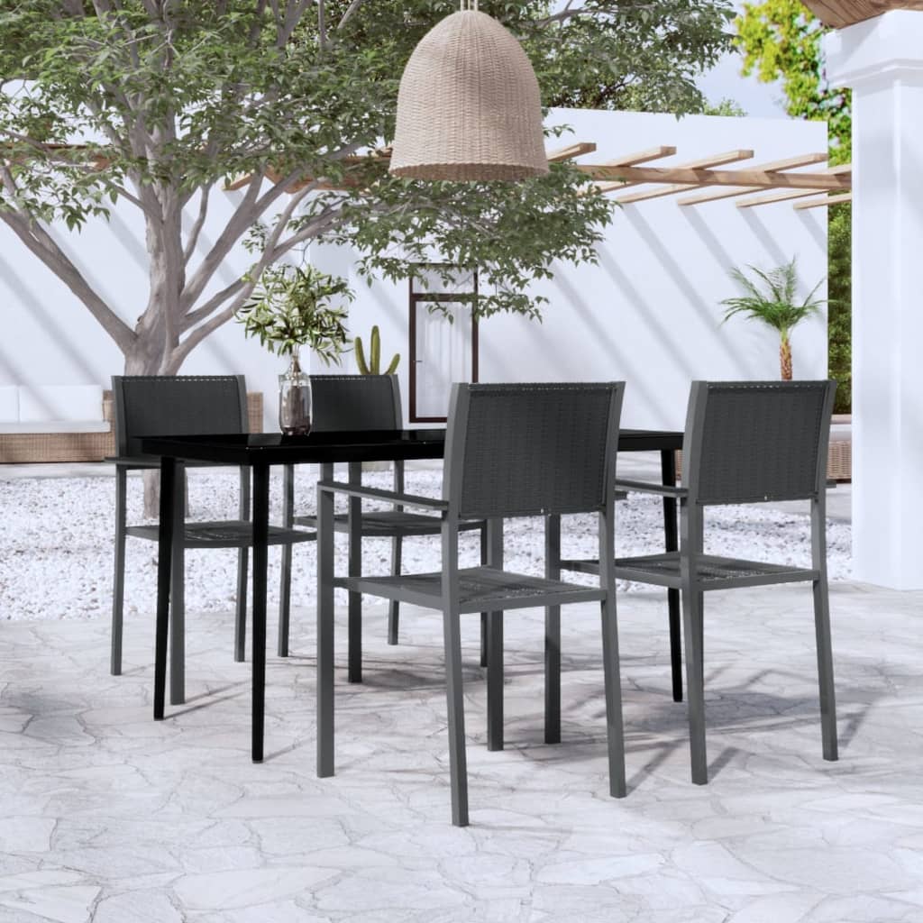 Set da Pranzo da Giardino 5 pz Nero - homemem39