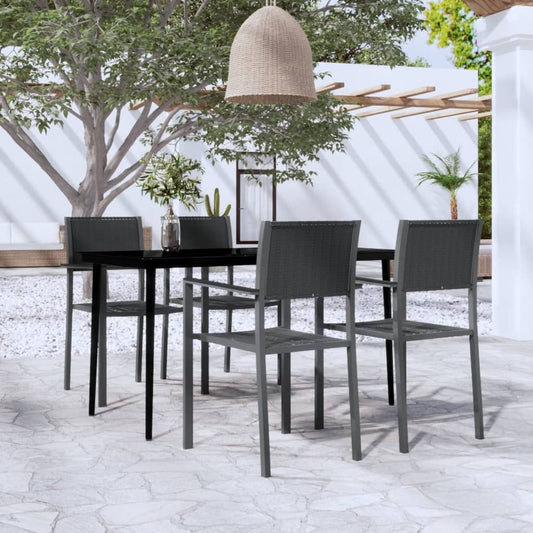Set da Pranzo da Giardino 5 pz Nero - homemem39