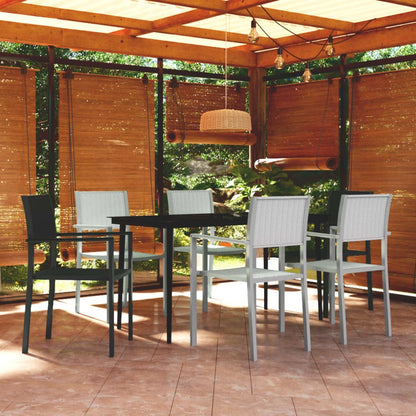 Set Mobili da Pranzo per Giardino 7 pz Nero e Bianco | homemem39