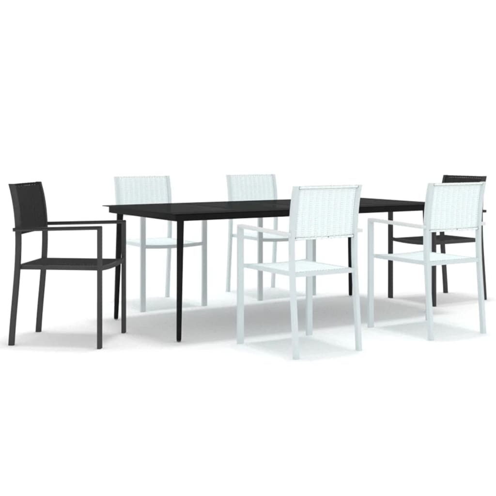 Set Mobili da Pranzo da Giardino 7 pz Bianco e Nero | homemem39