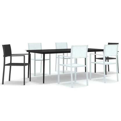Set Mobili da Pranzo da Giardino 7 pz Bianco e Nero | homemem39