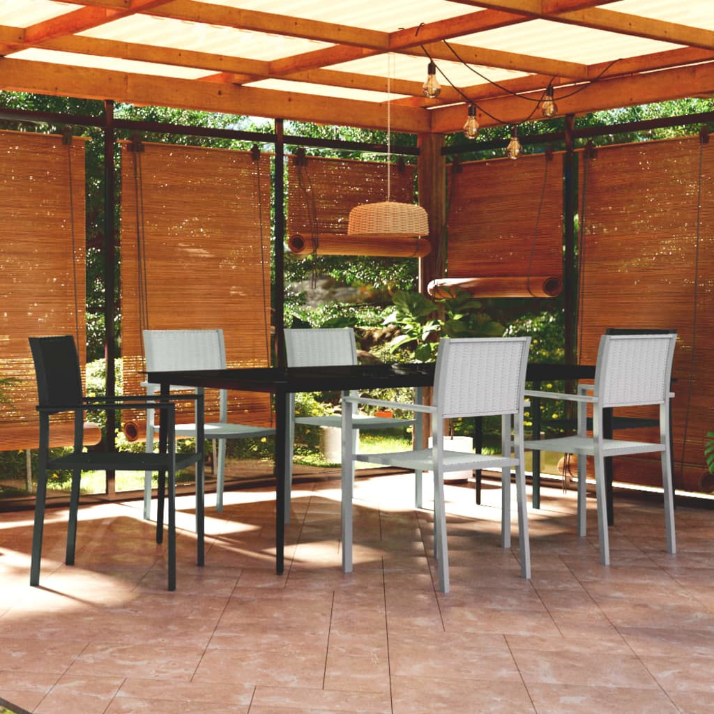 Set Mobili da Pranzo da Giardino 7 pz Bianco e Nero | homemem39