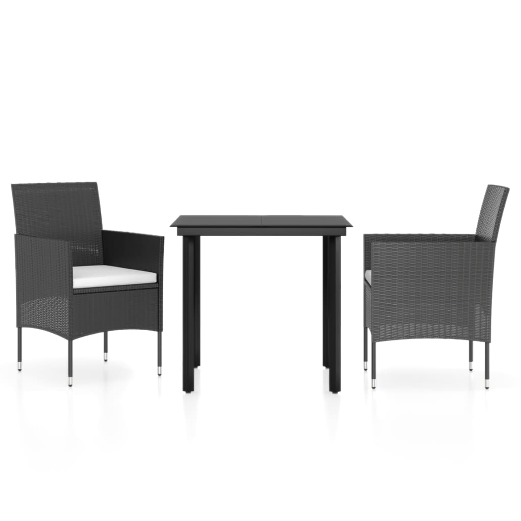 Set da Pranzo da Giardino 3 pz con Cuscini Nero | homemem39