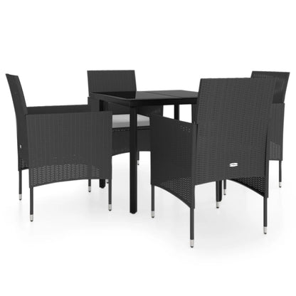 Set da Pranzo da Giardino 5 pz con Cuscini Nero | homemem39