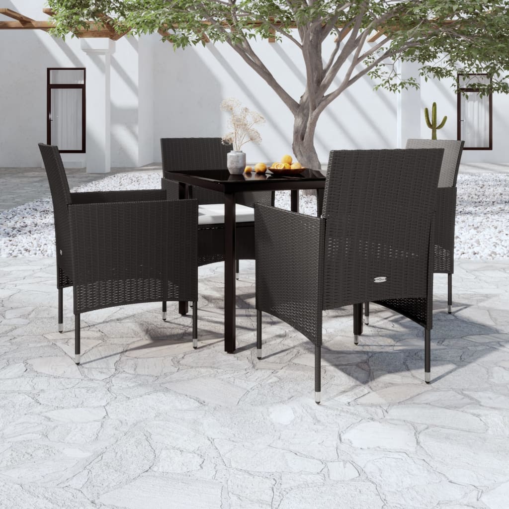 Set da Pranzo da Giardino 5 pz con Cuscini Nero | homemem39