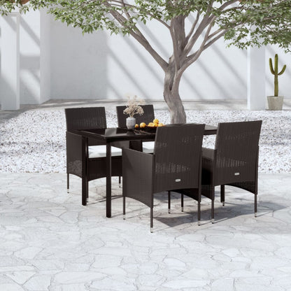 Set da Pranzo da Giardino 5 pz con Cuscini Nero | homemem39