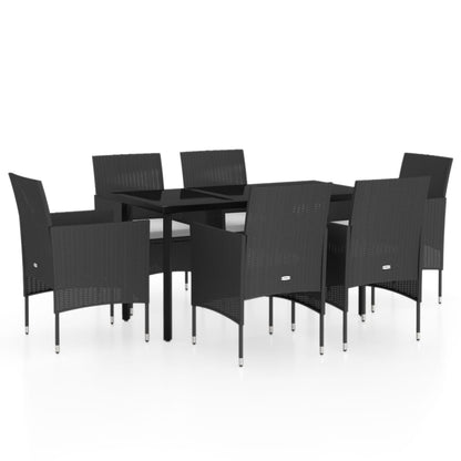 Set da Pranzo da Giardino 7 pz con Cuscini Nero | homemem39