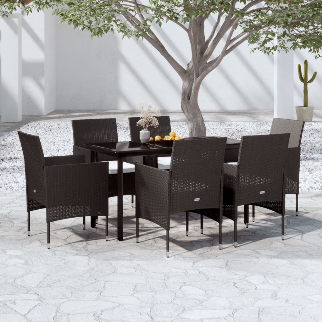 Set da Pranzo da Giardino 7 pz con Cuscini Nero | homemem39
