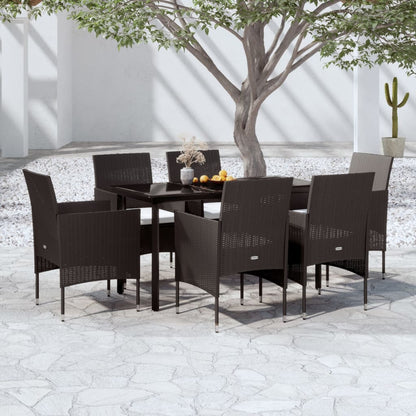 Set da Pranzo da Giardino 7 pz con Cuscini Nero | homemem39