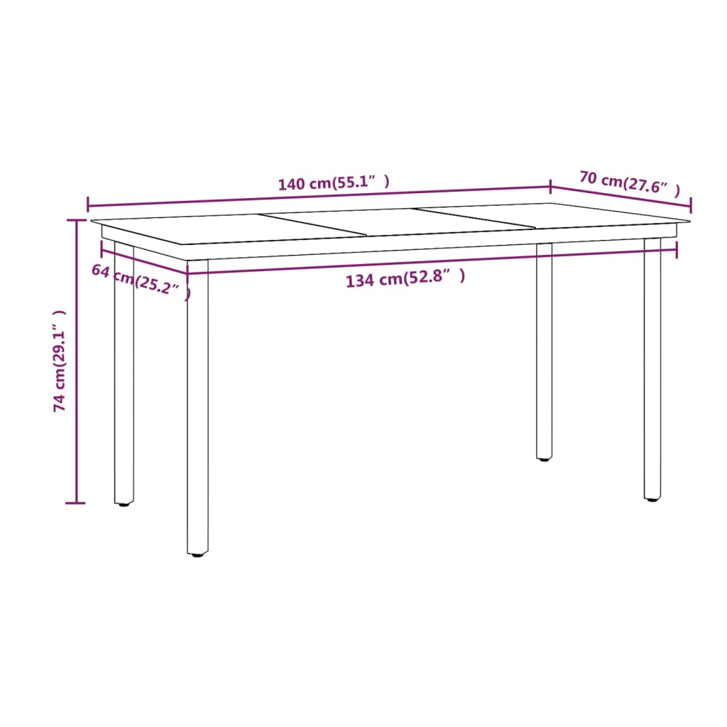 Set da Pranzo da Giardino 5 pz con Cuscini Grigio e Nero | homemem39