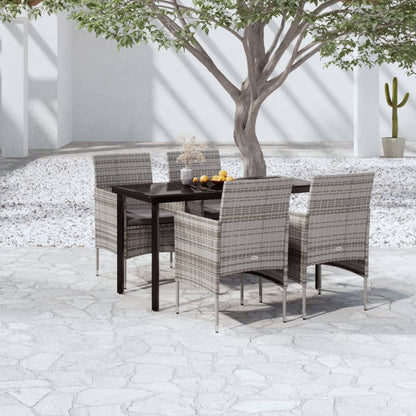Set da Pranzo da Giardino 5 pz con Cuscini Grigio e Nero | homemem39
