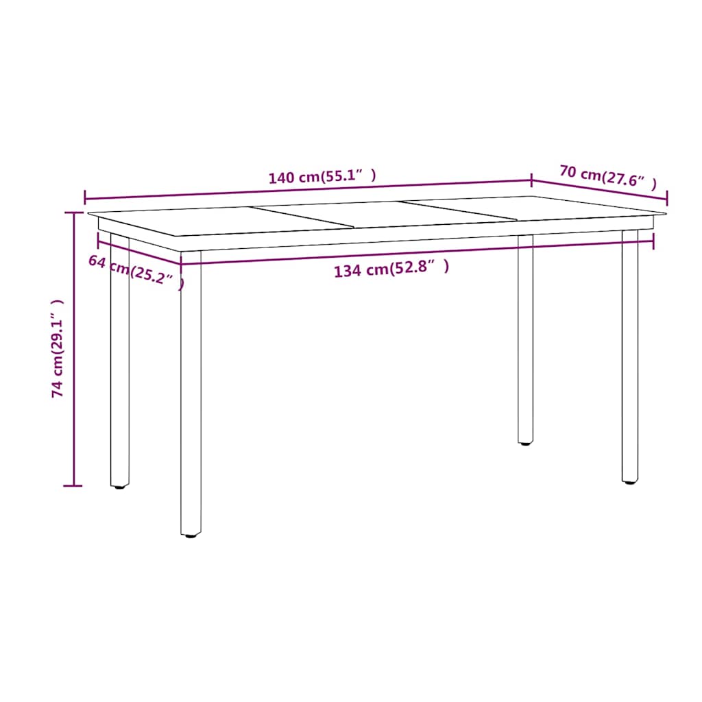 Set da Pranzo da Giardino 7 pz con Cuscini Grigio e Nero - homemem39