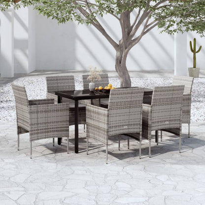 Set da Pranzo da Giardino 7 pz con Cuscini Grigio e Nero | homemem39