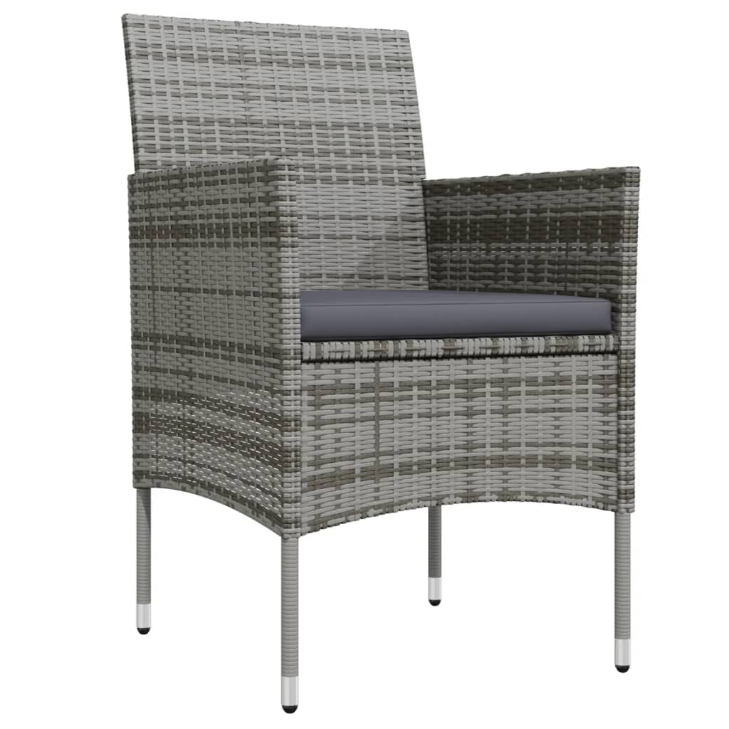 Set da Pranzo da Giardino 7 pz con Cuscini Grigio e Nero - homemem39