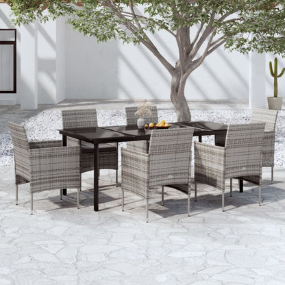 Set da Pranzo da Giardino 7 pz con Cuscini Grigio e Nero | homemem39