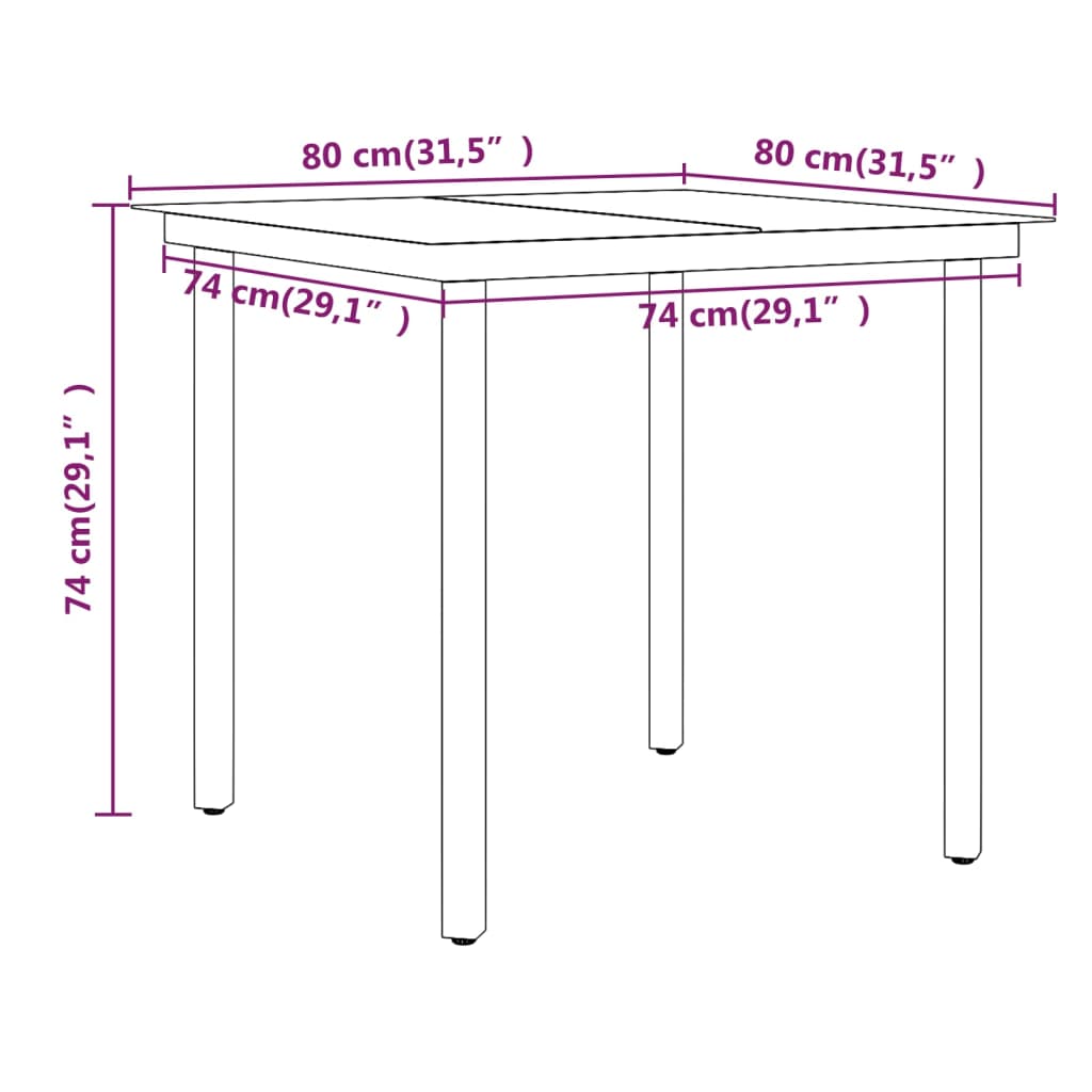 Set da Pranzo da Giardino 3 pz con Cuscini Beige e Nero | homemem39