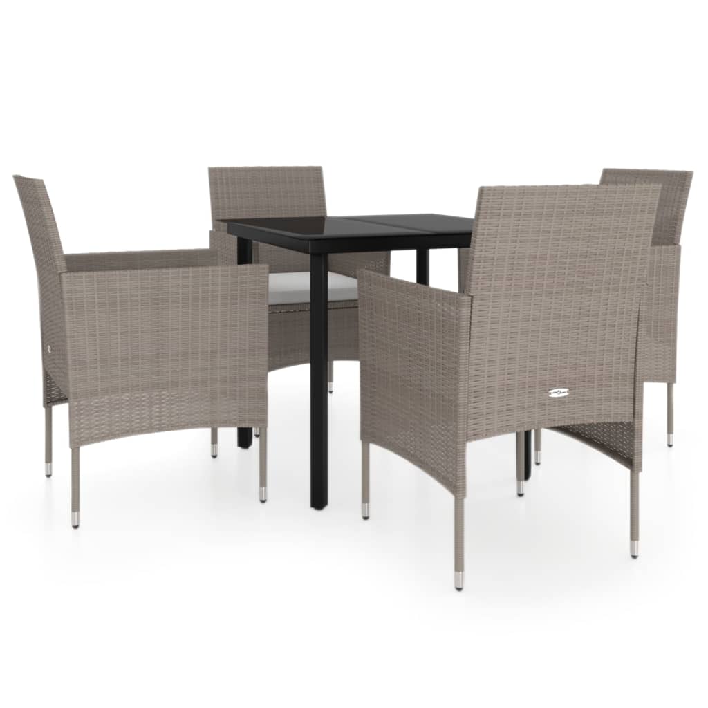 Set da Pranzo da Giardino 5 pz con Cuscini Beige e Nero | homemem39