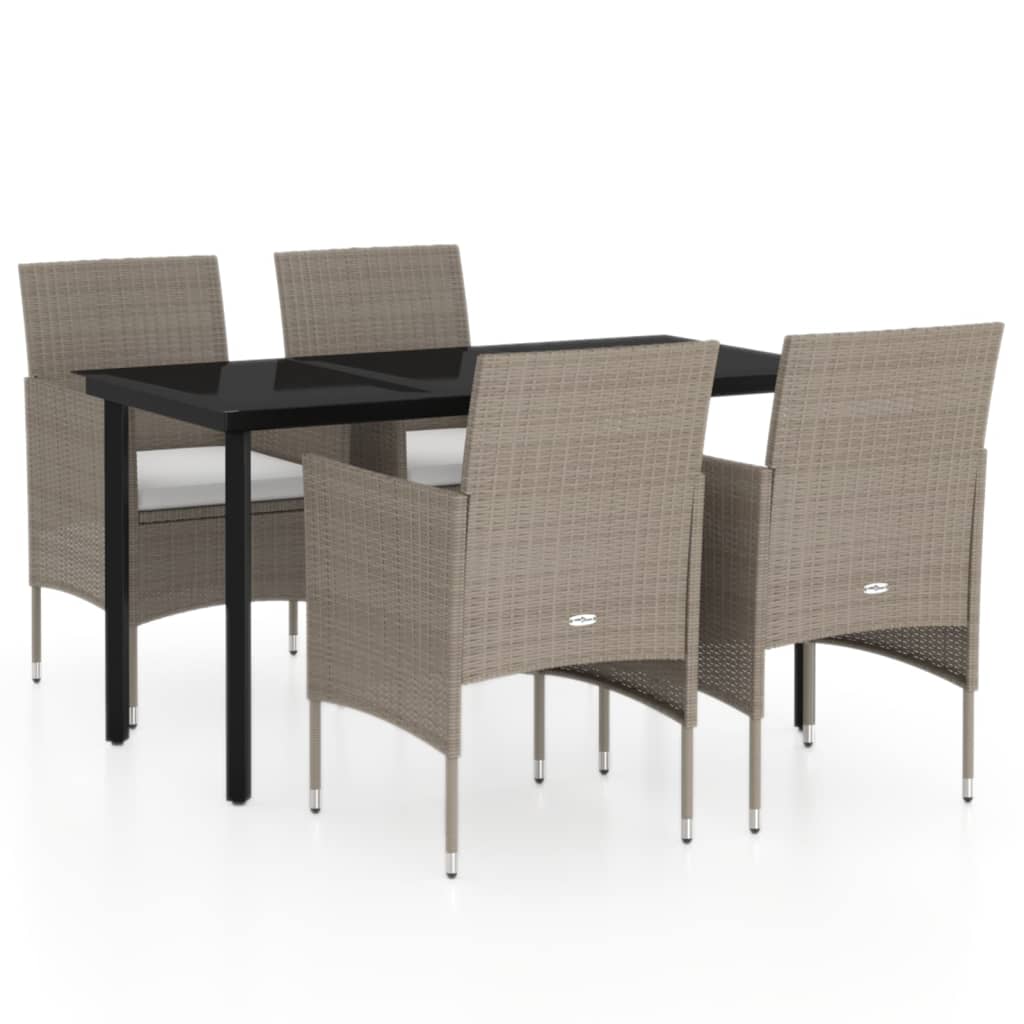Set da Pranzo da Giardino 5 pz con Cuscini Beige e Nero - homemem39