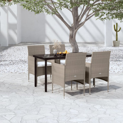Set da Pranzo da Giardino 5 pz con Cuscini Beige e Nero | homemem39