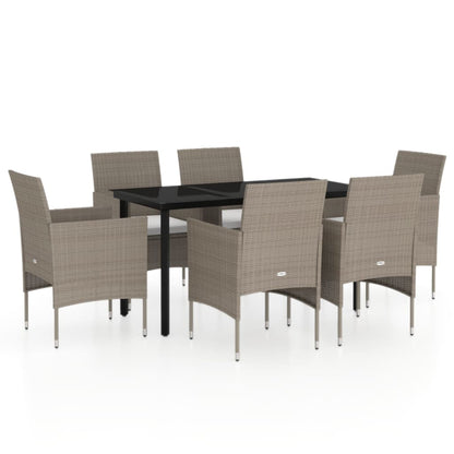 Set da Pranzo da Giardino 7 pz con Cuscini Beige e Nero - homemem39