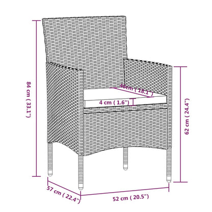 Set da Pranzo per Giardino 9 pz con Cuscini Beige e Nero | homemem39