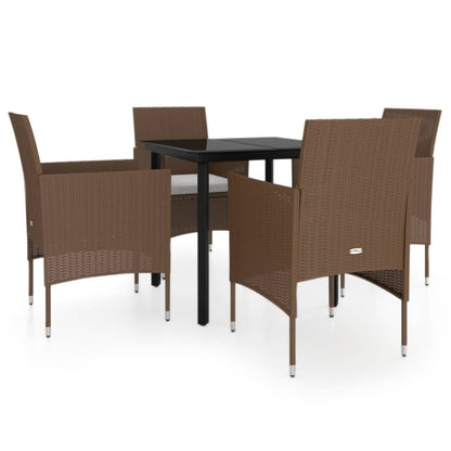 Set da Pranzo da Giardino 5 pz con Cuscini Marrone e Nero | homemem39