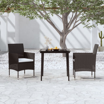Set da Pranzo da Giardino 3 pz con Cuscini Nero | homemem39
