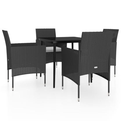 Set da Pranzo da Giardino 5 pz con Cuscini Nero | homemem39