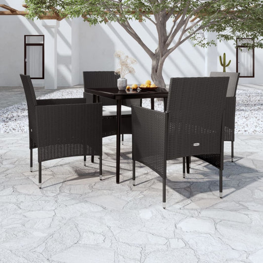 Set da Pranzo da Giardino 5 pz con Cuscini Nero - homemem39