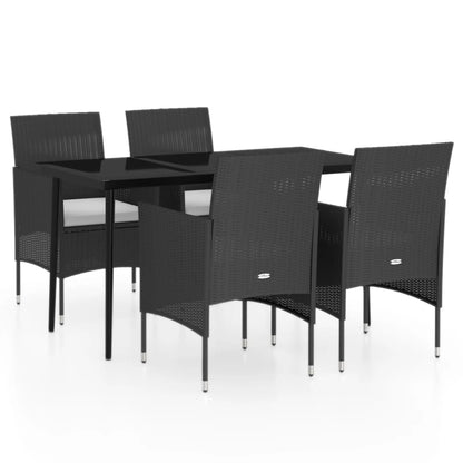 Set da Pranzo da Giardino 5 pz con Cuscini Nero - homemem39