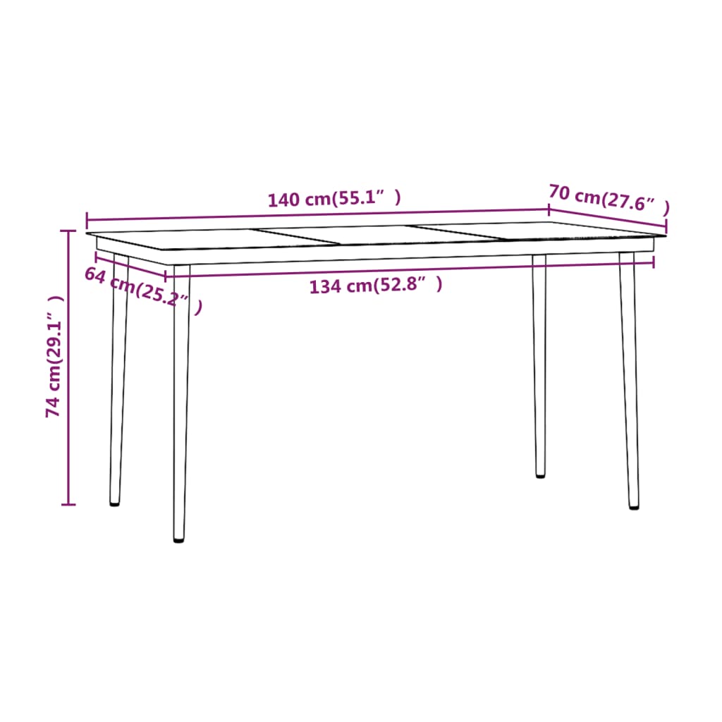 Set da Pranzo da Giardino 5 pz con Cuscini Nero | homemem39
