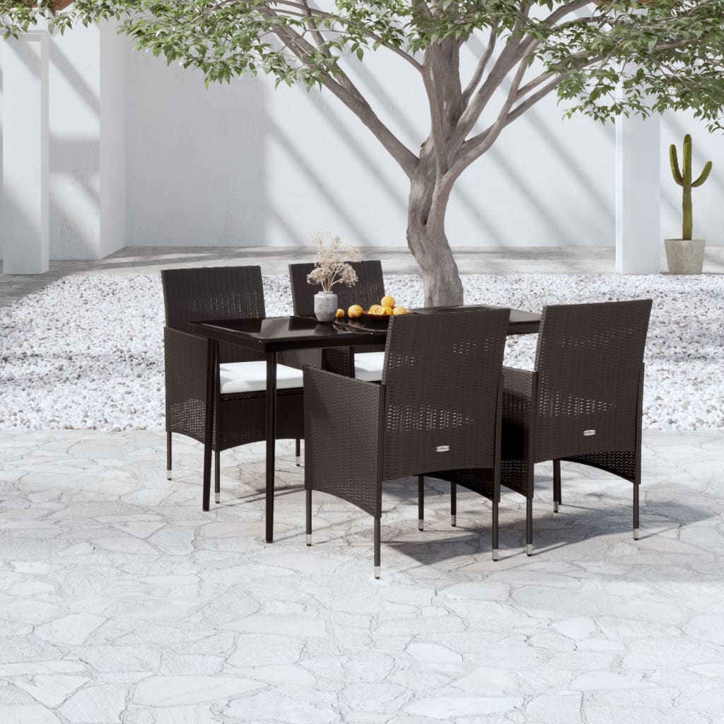 Set da Pranzo da Giardino 5 pz con Cuscini Nero | homemem39