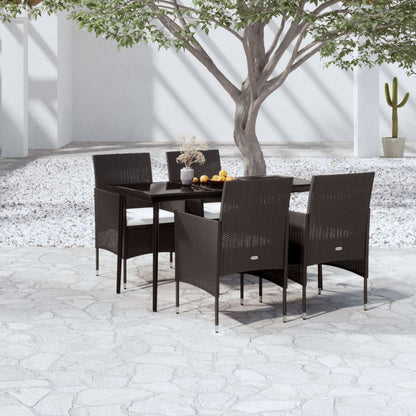 Set da Pranzo da Giardino 5 pz con Cuscini Nero | homemem39