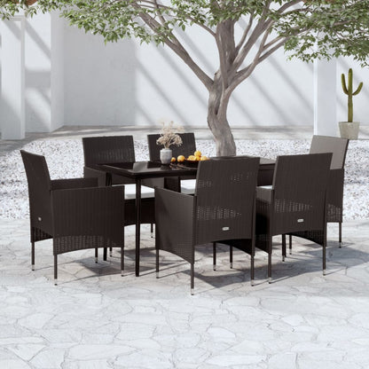 Set da Pranzo da Giardino 7 pz con Cuscini Nero | homemem39