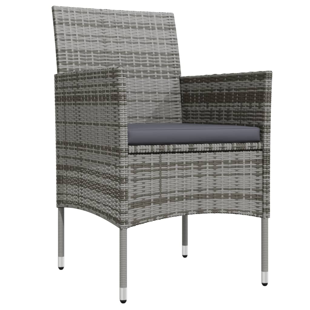 Set da Pranzo da Giardino 3 pz con Cuscini Grigio e Nero | homemem39