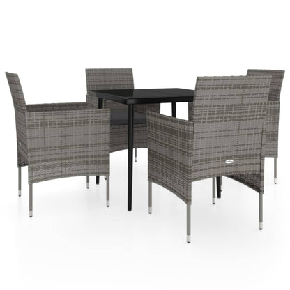 Set da Pranzo da Giardino 5 pz con Cuscini Grigio e Nero | homemem39