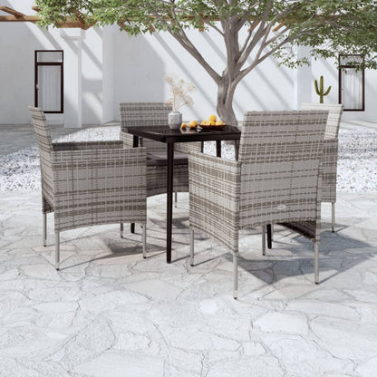 Set da Pranzo da Giardino 5 pz con Cuscini Grigio e Nero - homemem39