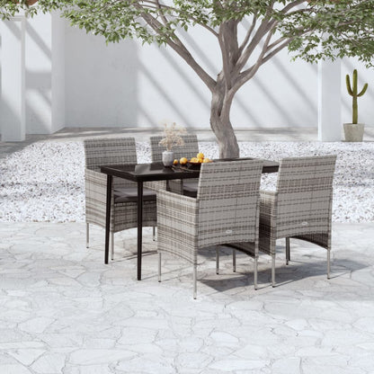 Set da Pranzo da Giardino 5 pz con Cuscini Grigio e Nero - homemem39
