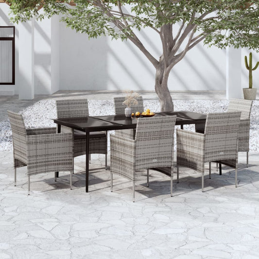 Set da Pranzo da Giardino 7 pz con Cuscini Grigio e Nero | homemem39