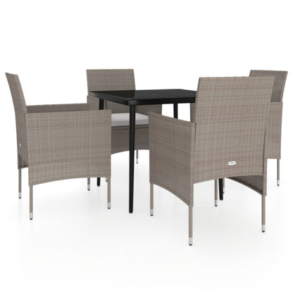 Set da Pranzo da Giardino 5 pz con Cuscini Beige e Nero - homemem39