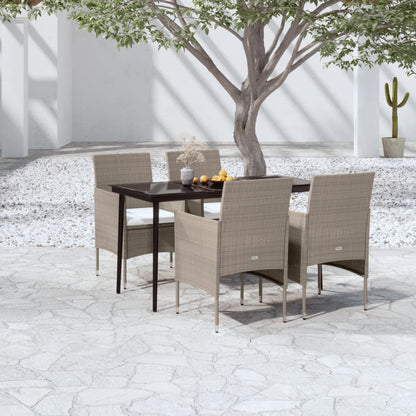 Set da Pranzo da Giardino 5 pz con Cuscini Beige e Nero | homemem39