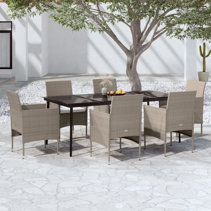Set da Pranzo da Giardino 7 pz con Cuscini Beige e Nero | homemem39