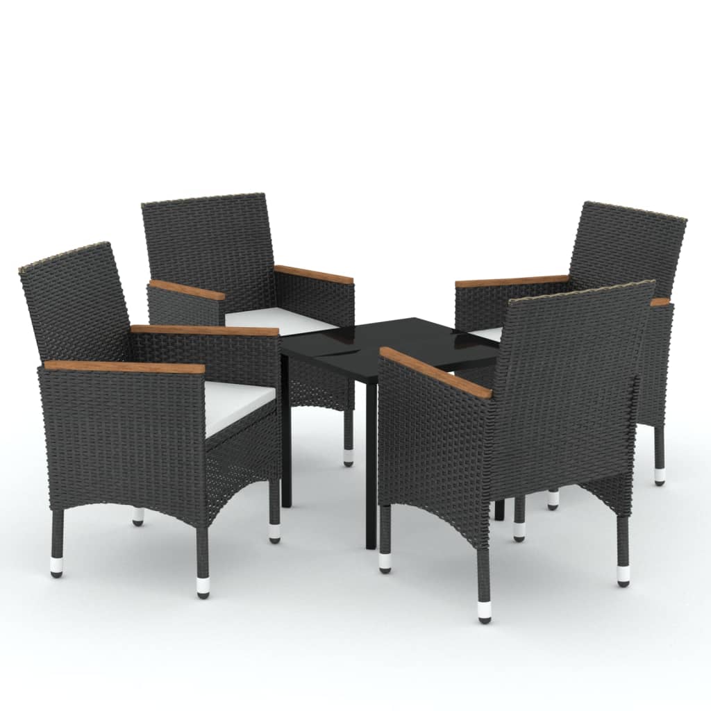 Set da Pranzo da Giardino 5 pz con Cuscini Nero | homemem39